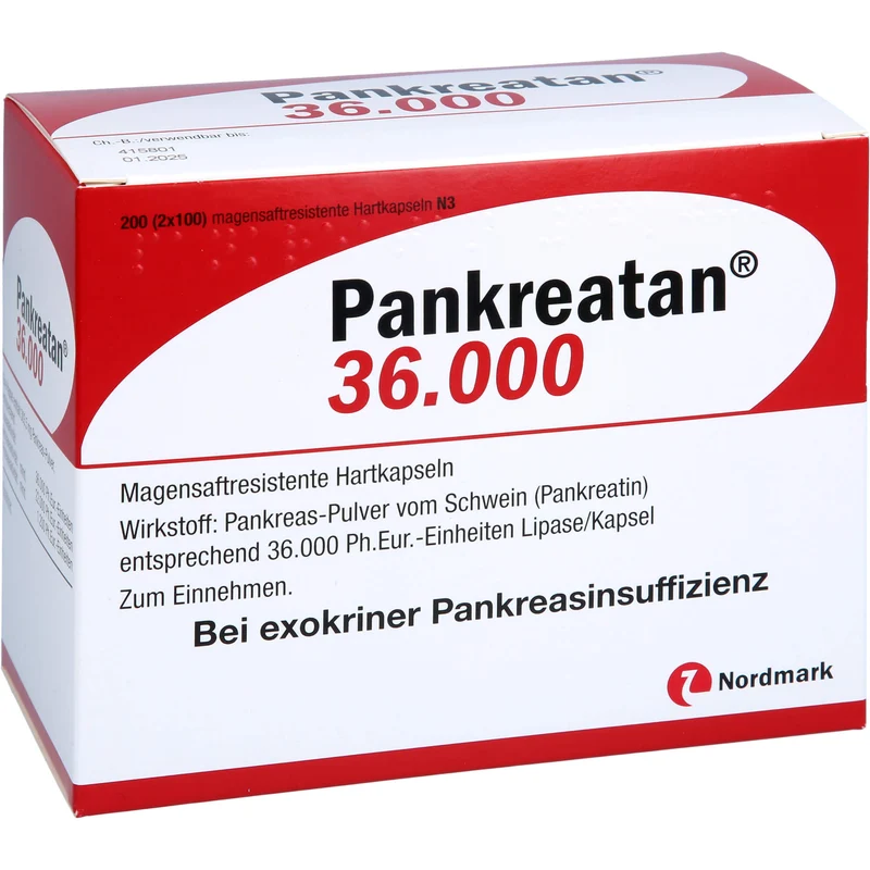Pankreatan 36.000 Hartkapseln Verdauungsenzyme, 200 St. Kapseln