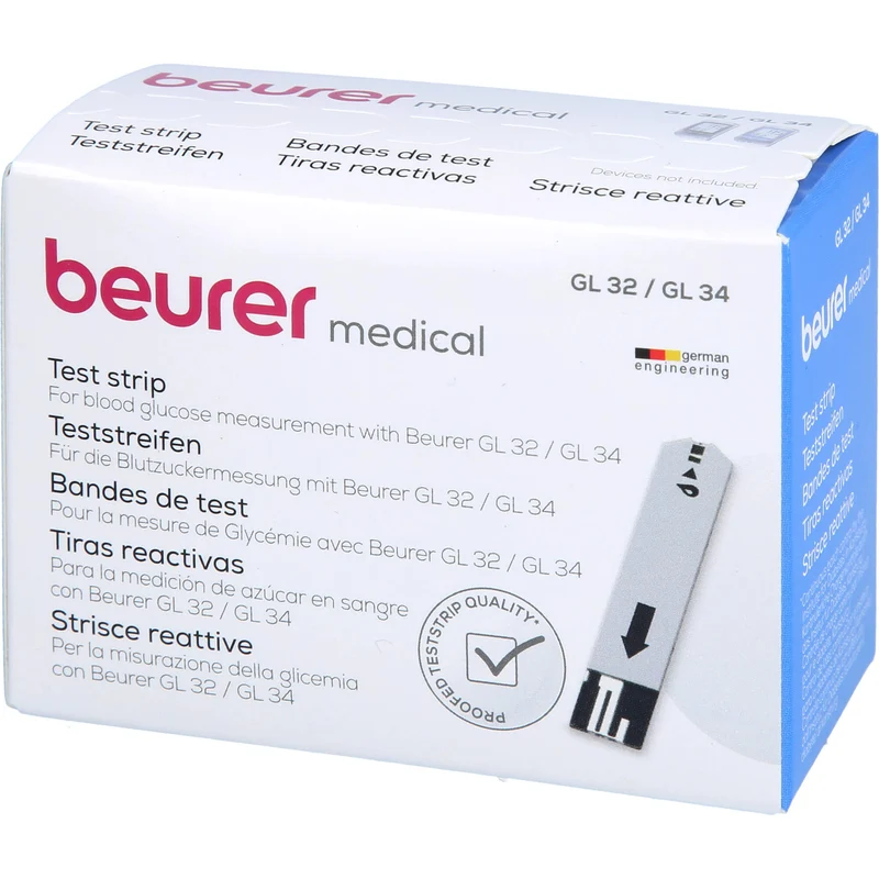 Beurer Blutzuckerteststreifen GL32/GL34 BGL 60, 50 St. Teststreifen