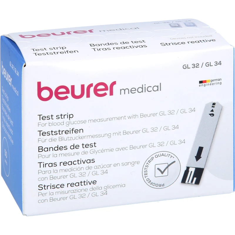 Beurer Blutzuckerteststreifen GL32/GL34 BGL 60, 50 St. Teststreifen