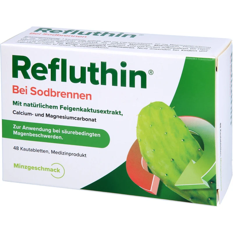 Refluthin Kautabletten bei Sodbrennen mit Minzgeschmack, 48 St. Kautabletten