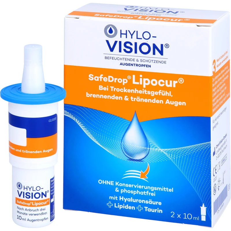 Hylo-Vision SafeDrop Lipocur Augentropfen bei Trockenheitsgefühl, brennenden und tränenden Augen, 20 ml Lösung