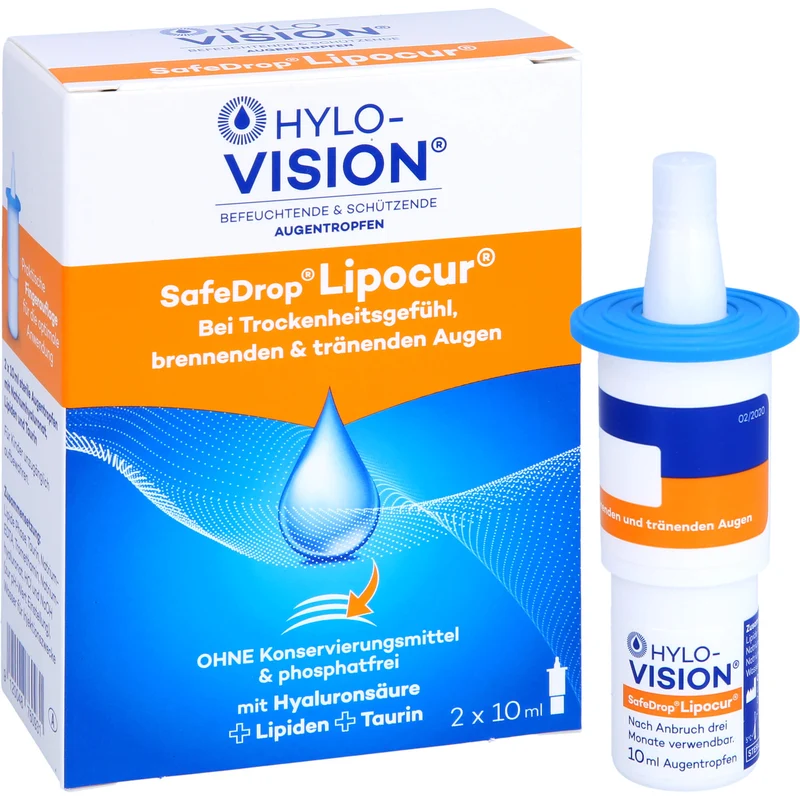 Hylo-Vision SafeDrop Lipocur Augentropfen bei Trockenheitsgefühl, brennenden und tränenden Augen, 20 ml Lösung