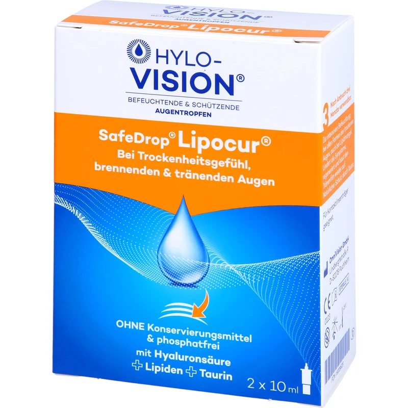 Hylo-Vision SafeDrop Lipocur Augentropfen bei Trockenheitsgefühl, brennenden und tränenden Augen, 20 ml Lösung