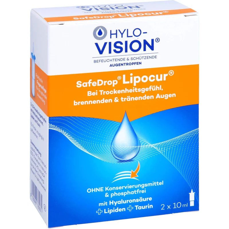Hylo-Vision SafeDrop Lipocur Augentropfen bei Trockenheitsgefühl, brennenden und tränenden Augen, 20 ml Lösung