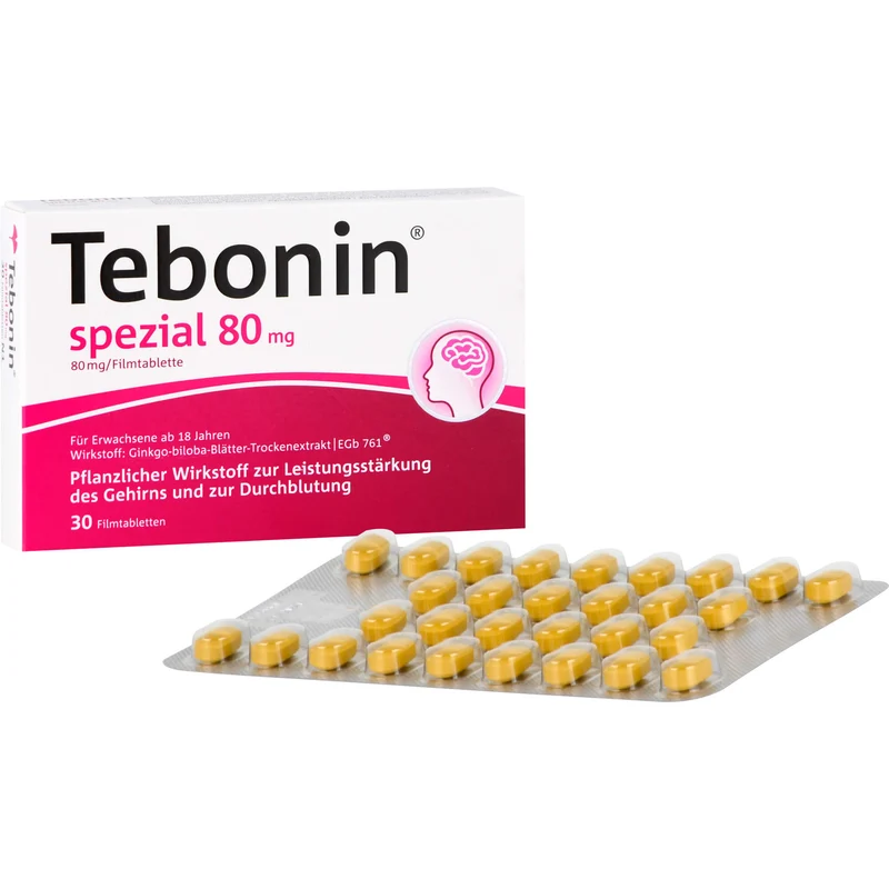 Tebonin spezial 80 mg Filmtabletten zur Leistungsstärkung des Gehirns und zur Durchblutung, 30 St. Tabletten