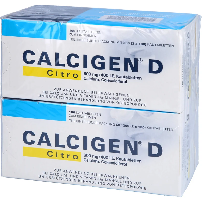 CALCIGEN D Citro 600 mg/400 I.E. Kautabletten, 200 St KTA