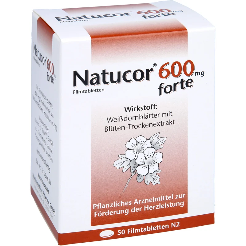 Natucor 600 mg forte Filmtabletten zur Förderung der Herzleistung, 50 St. Tabletten