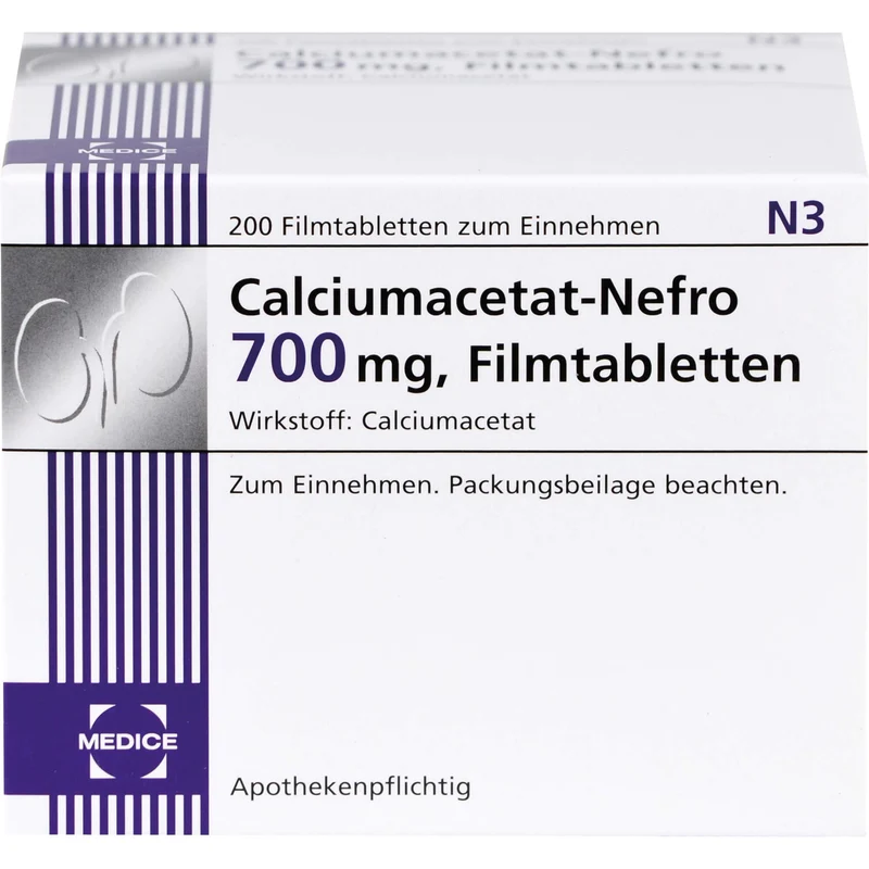 Calciumacetat-Nefro 700 mg Filmtabletten, 200 St. Tabletten