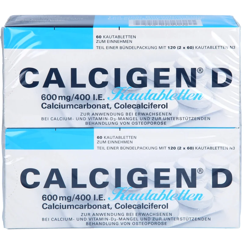 CALCIGEN D 600 mg / 400 I.E. Kautabletten bei Calcium-und Vitamin-D3-Mangel, 120 St. Tabletten