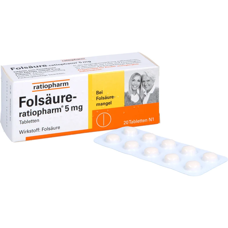 Folsäure-ratiopharm 5 mg Tbl., 20 St. Tabletten