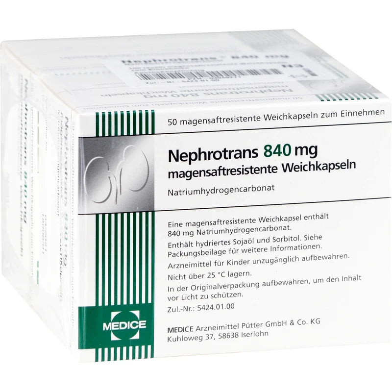 Nephrotrans 840 mg Weichkapseln bei stoffwechselbedingter Übersäuerung des Blutes, 100 St. Kapseln