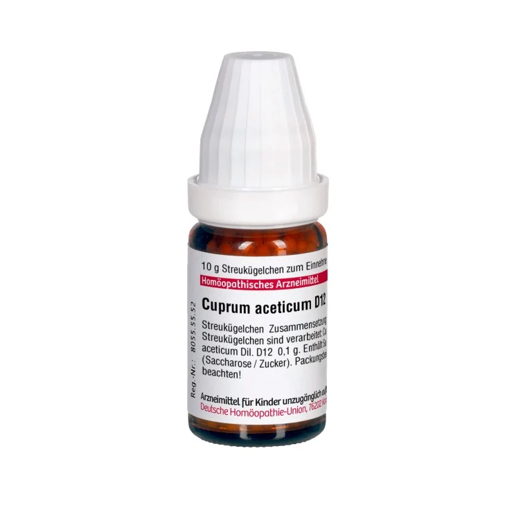 Cuprum aceticum D12 DHU Globuli, 10 g Globuli