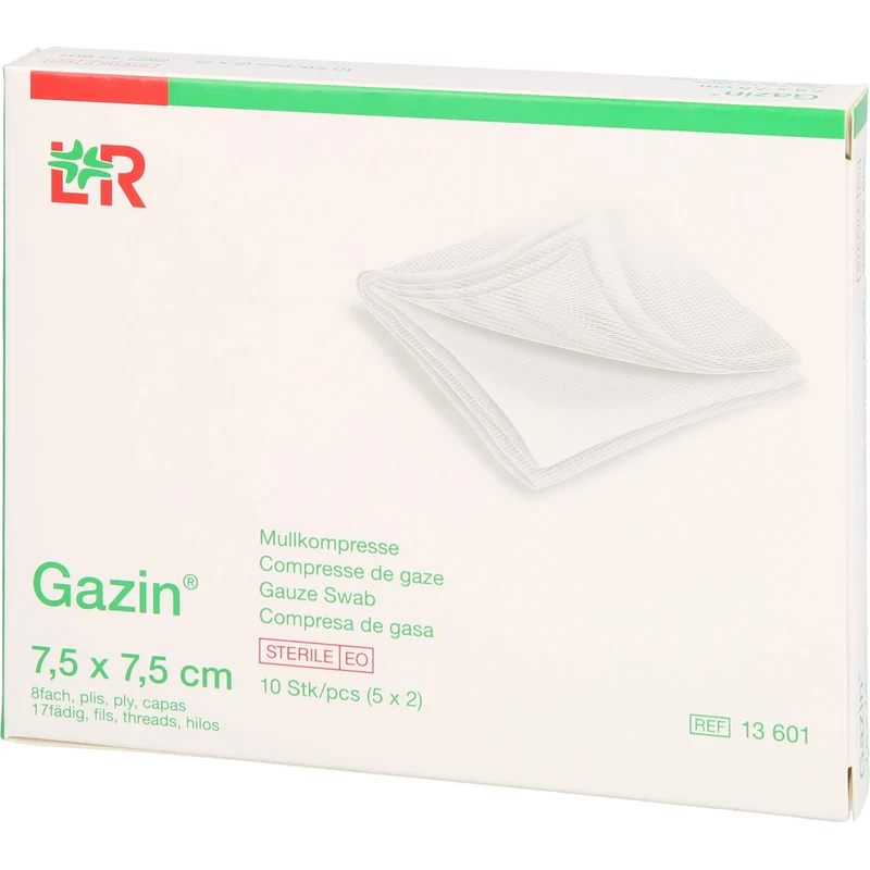 Gazin Kompressen steril 7,5 x 7,5 cm, 10 St. Kompressen