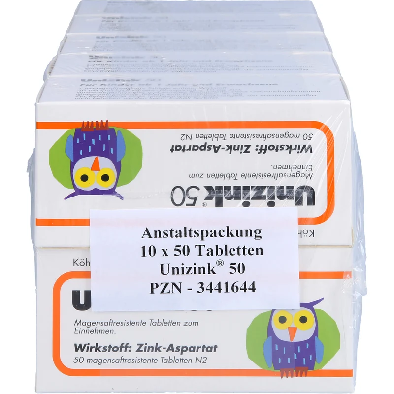 Unizink 50 Tabletten bei Zinkmangel, 500 St. Tabletten