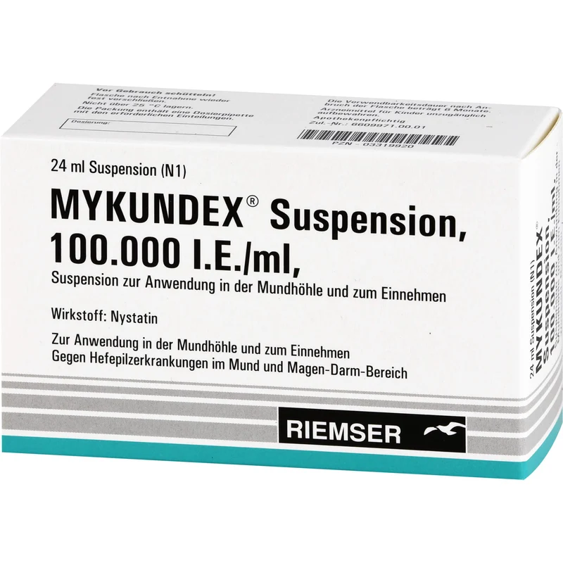 Mykundex Suspension, 100.000 I.E./ml, Suspension zur Anwendung in der Mundhöhle und zum Einnehmen, 24 ml Lösung