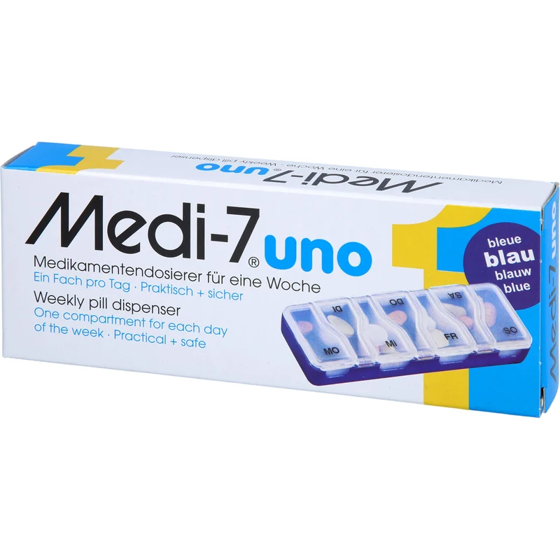 Medi-7 uno Medikamentendosierer für eine Woche blau, 1 St. Behältnis