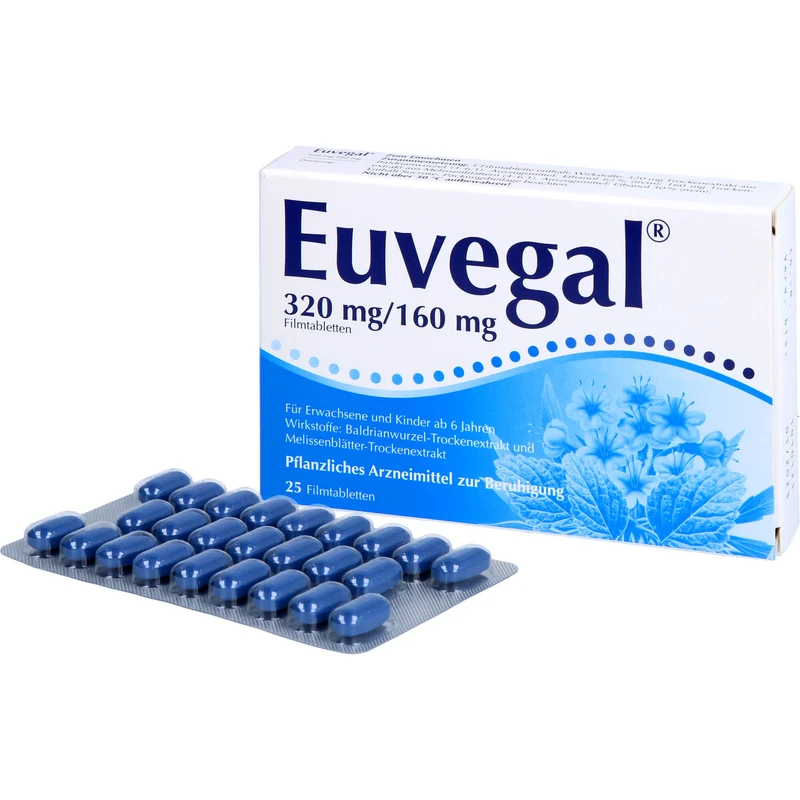 Euvegal 320 mg / 160 mg Filmtabletten zur Beruhigung, 25 St. Tabletten