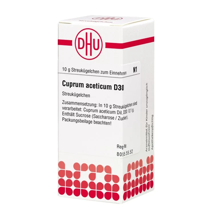 Cuprum aceticum D30 DHU Globuli, 10 g Globuli