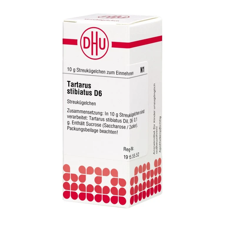 Tartarus stibiatus D6 DHU Globuli, 10 g Globuli