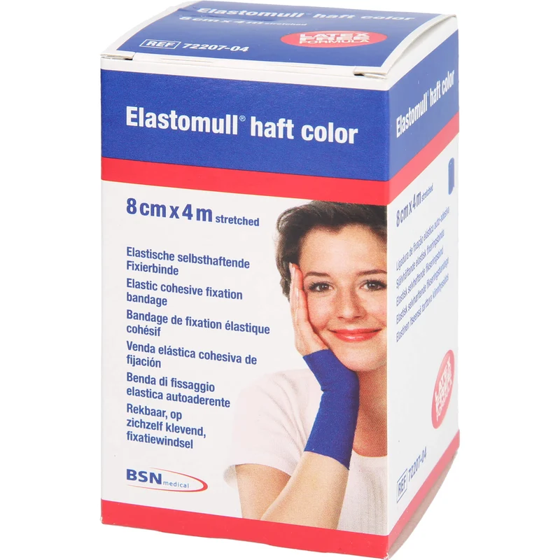 Elastomull haft 4mx8cm color blau, 1 St. Binde