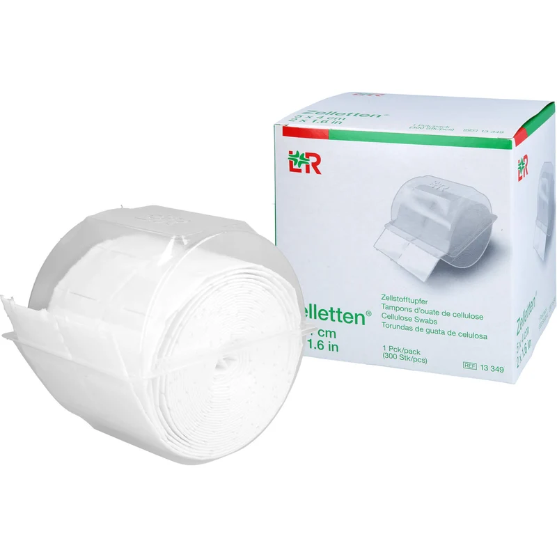 Lohmann & Rauscher Zelletten Tupfer gerollt unsteril 5 x 4 cm, 300 St. Tupfer