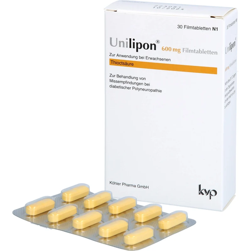 Unilipon 600 mg Filmtabletten bei Missempfindungen bei diabetischer Polyneuropathie, 30 St. Tabletten
