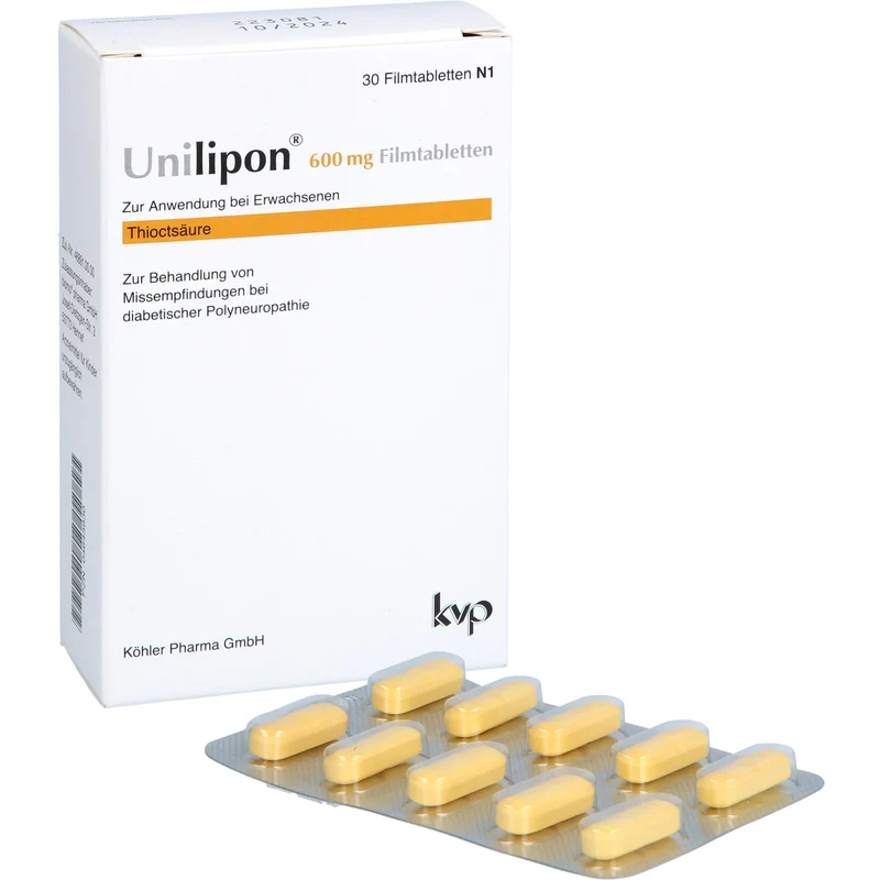 Unilipon 600 mg Filmtabletten bei Missempfindungen bei diabetischer Polyneuropathie, 30 St. Tabletten