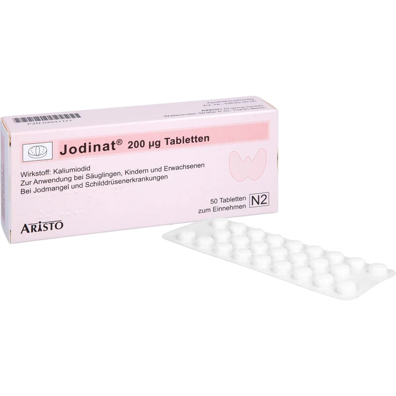 Jodinat 200 µg Tabletten bei Jodmangel und Schilddrüsenerkrankungen, 50 St. Tabletten