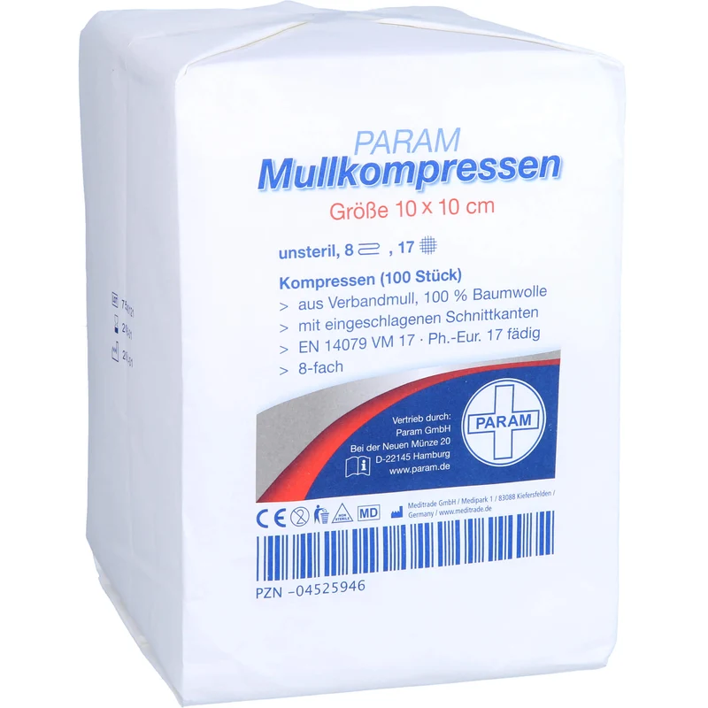 MULLKOMPRESSEN UNST 10X10 8F, 100 St. Kompressen