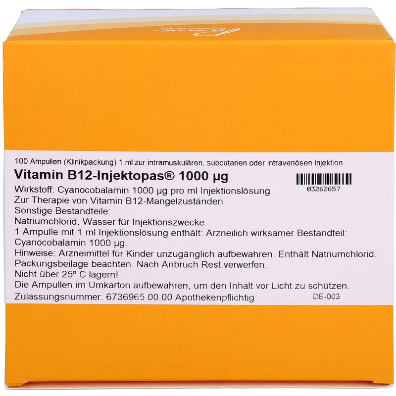 Vitamin B12-Injektopas 1000 µg, 100 St. Ampullen