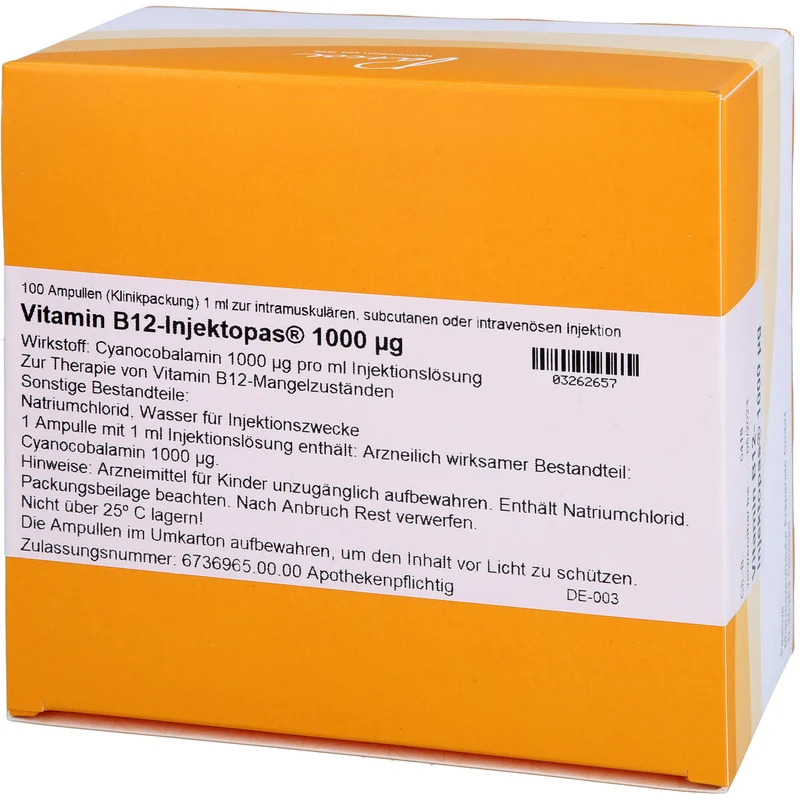 Vitamin B12-Injektopas 1000 µg, 100 St. Ampullen