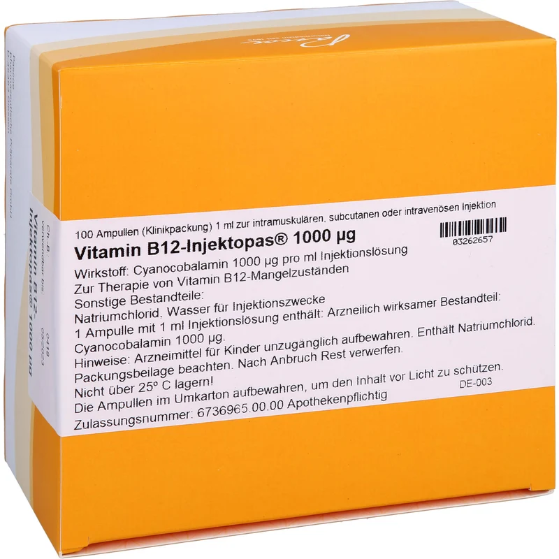 Vitamin B12-Injektopas 1000 µg, 100 St. Ampullen