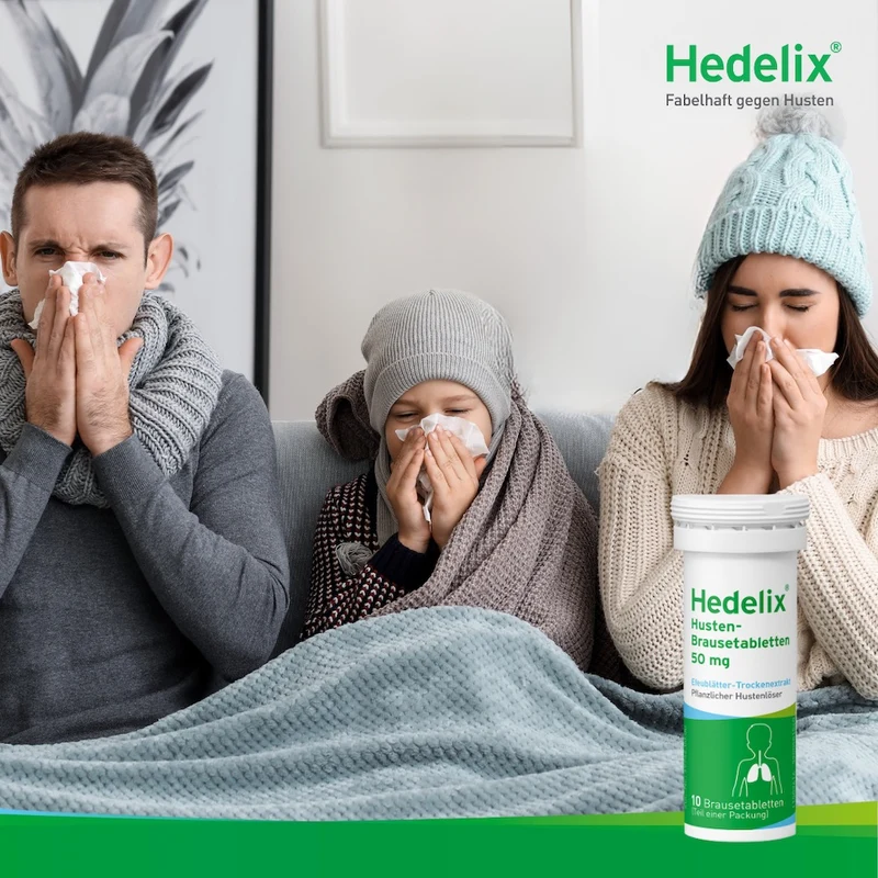 Hedelix Husten-Brausetabletten – natürlich wirksam gegen Husten, fruchtig lecker im Geschmack, 20 St. Tabletten