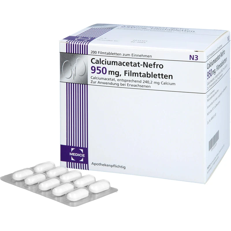 Calciumacetat-Nefro 950 mg, Filmtabletten, 200 St. Tabletten