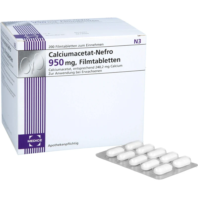 Calciumacetat-Nefro 950 mg, Filmtabletten, 200 St. Tabletten
