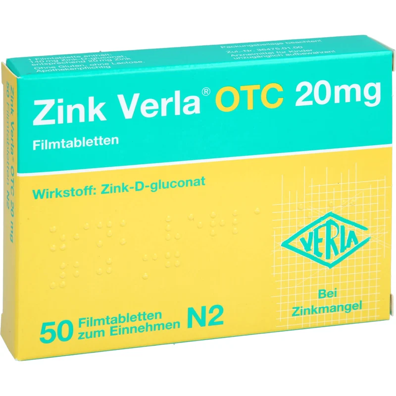 VERLA Zink Verla OTC 20 mg Filmtabletten, 50 St. Tabletten