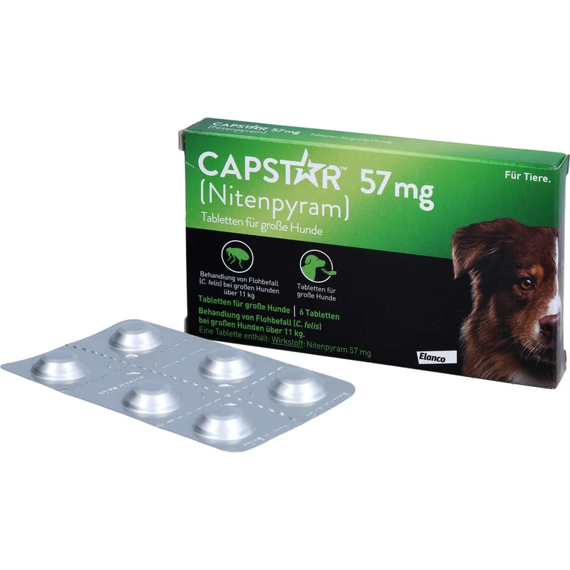 CAPSTAR 57 mg Tabletten für große Hunde bei Flohbefall, 6 St. Tabletten