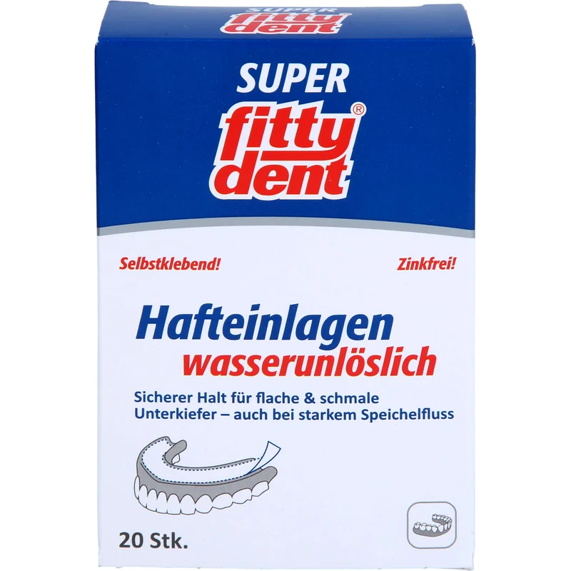 Fittydent Super Hafteinlagen sicherer Halt für flache und schmale Unterkiefer, 20 St. Einlagen