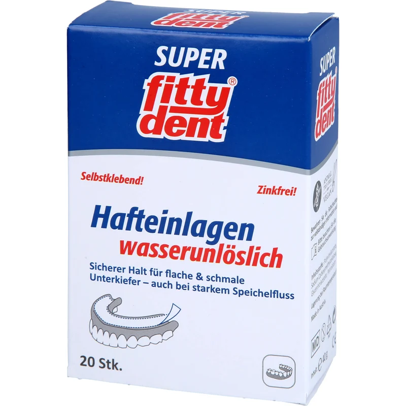 Fittydent Super Hafteinlagen sicherer Halt für flache und schmale Unterkiefer, 20 St. Einlagen