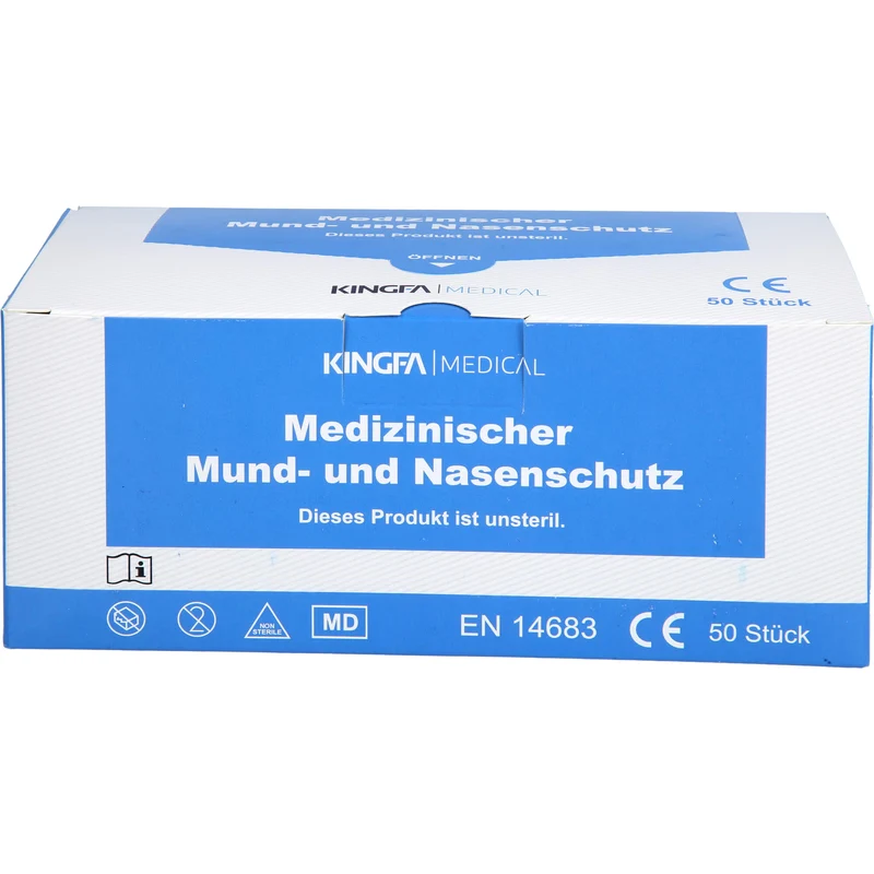 FRANK Mundschutz mit Gummiband und Nasenbügel blau, 50 St. Mundschutz