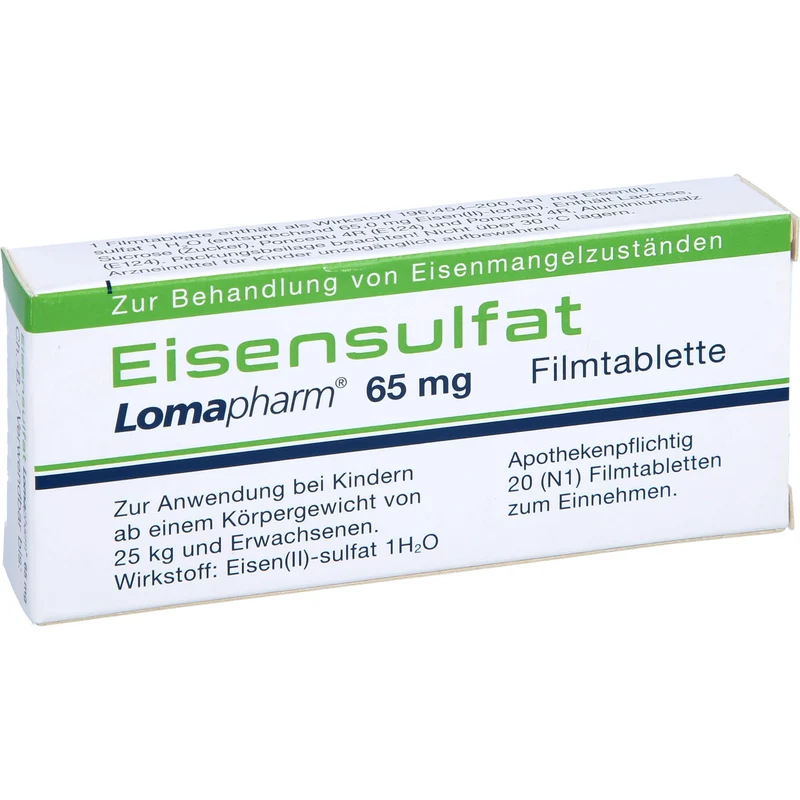 Eisensulfat Lomapharm 65 mg Filmtabletten, 20 St. Tabletten