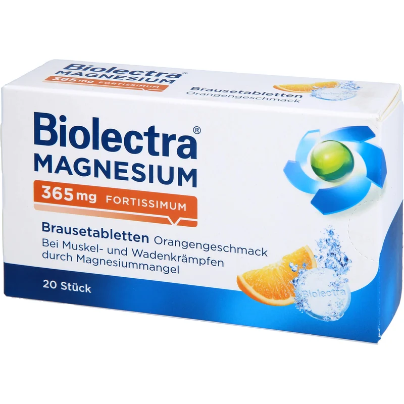 Biolectra Magnesium 365 mg fortissimum Brausetabletten mit Orangengeschmack, 20 St. Tabletten