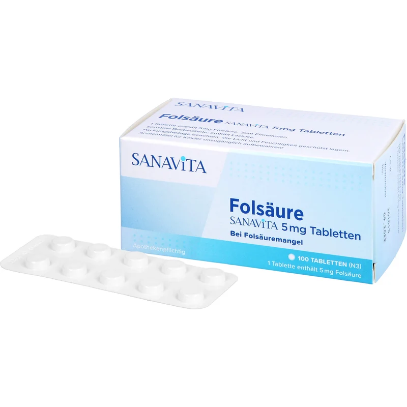 Folsäure Sanavita 5 mg Tabletten, 100 St. Tabletten