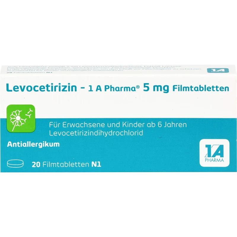 1 A Pharma Levocetirizin 5 mg Filmtabletten bei Allergien, 20 St. Tabletten
