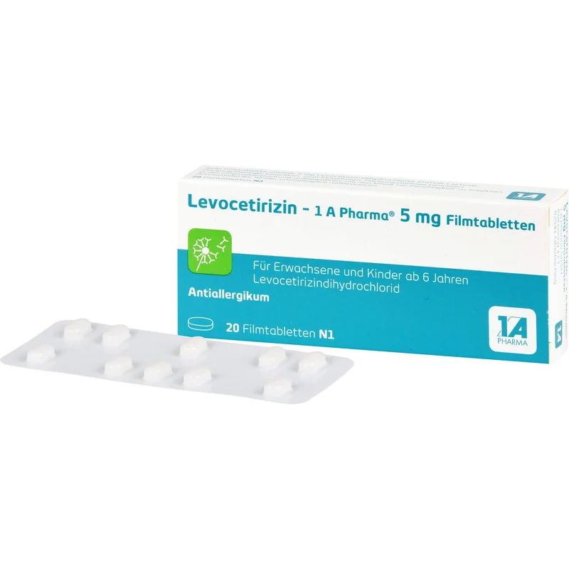 1 A Pharma Levocetirizin 5 mg Filmtabletten bei Allergien, 20 St. Tabletten
