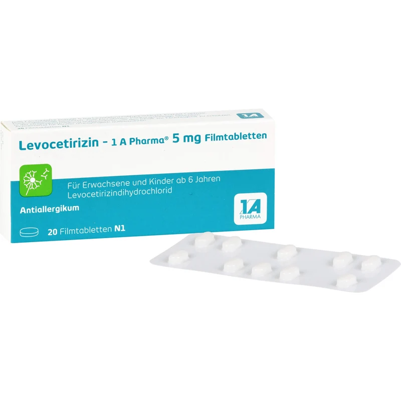 1 A Pharma Levocetirizin 5 mg Filmtabletten bei Allergien, 20 St. Tabletten