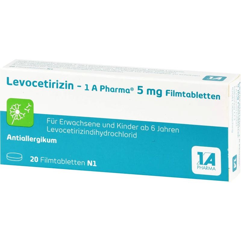 1 A Pharma Levocetirizin 5 mg Filmtabletten bei Allergien, 20 St. Tabletten