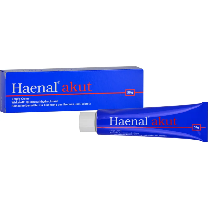 Haenal akut Creme Hämorrhoidenmittel zur Linderung von Brennen und Juckreiz, 50 g Creme