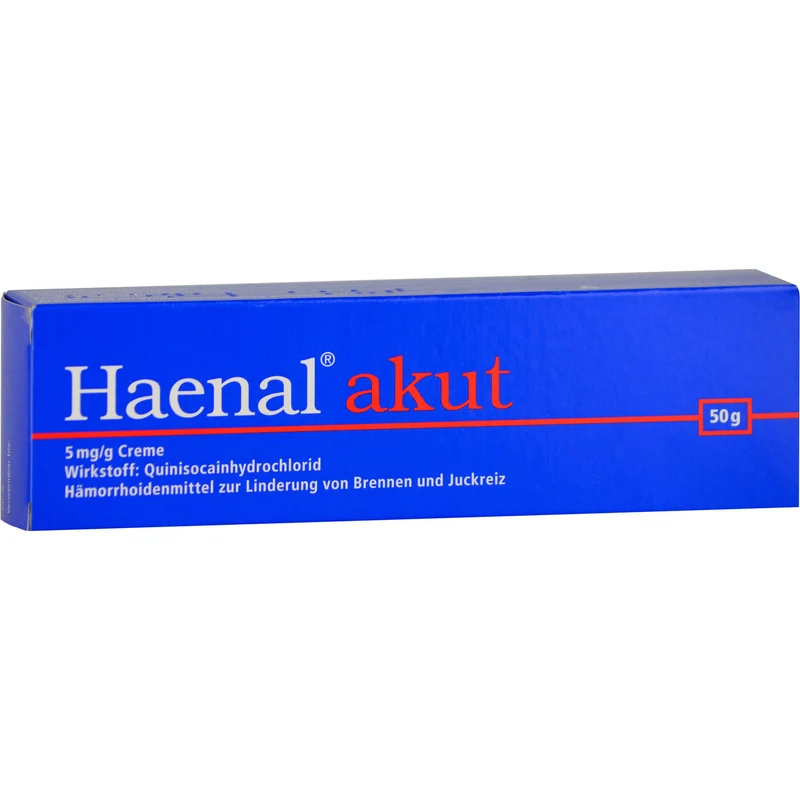 Haenal akut Creme Hämorrhoidenmittel zur Linderung von Brennen und Juckreiz, 50 g Creme