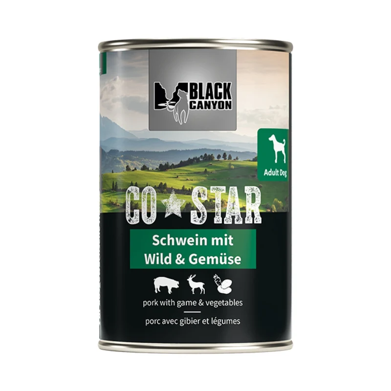 Black Canyon CoStar Nassfutter – Schwein mit Wild, Karotte & Kartoffel | Getreidefrei, hoher Fleischanteil, naturnah & bekömmlich für ausgewachsene Hunde